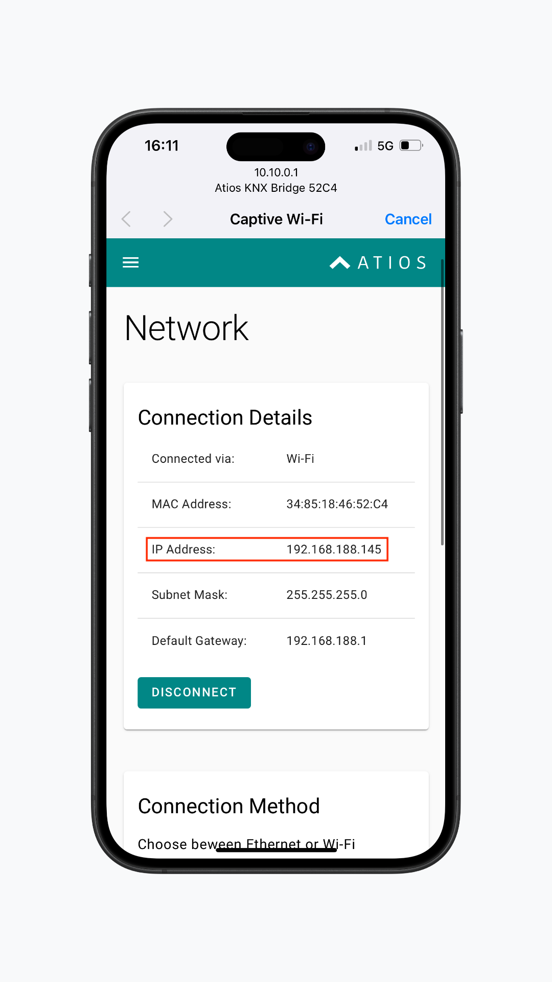 Schritt 3: Gerät mit neuer IP-Adresse verbunden